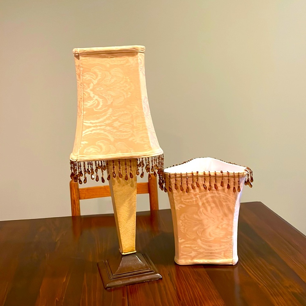 2 Netural lamp shades 10 inch w/3 inch beading